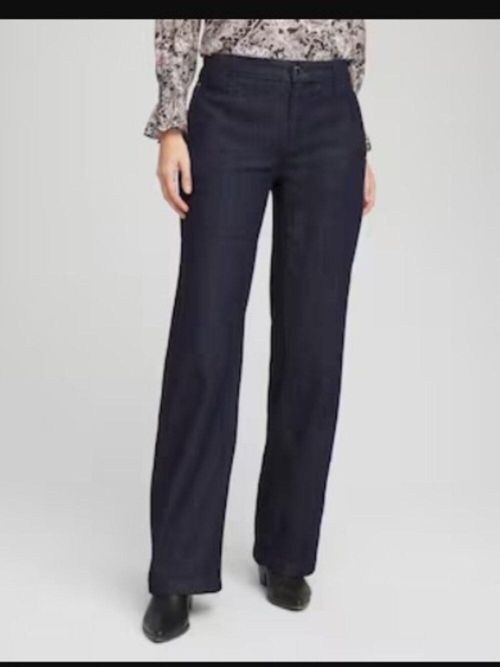 Chico’s Trouser Jean Size 2 Charcoal Wash High Waisted Flare Pockets